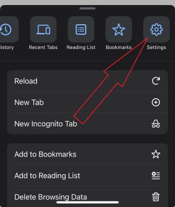 Chrome on iPhone settings button
